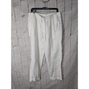 Athleta Women’s Retreat Linen Pant White High Rise Ankle Sz XL NEW Beach Coastal